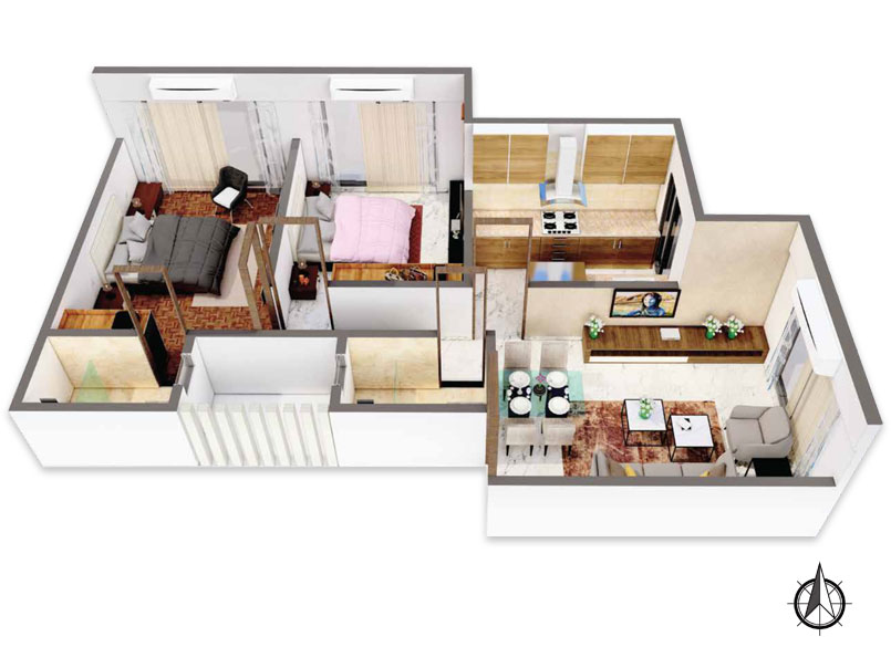 ViraOne_2BHK_3D
